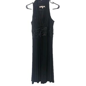 Evan-Picone Black Halter A-Line Dress w/ Sequins Zip Side Size 6 EUC